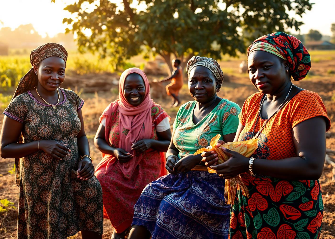 Un collectif de femmes d'Afrique centrale travaillant sur un projet agricole et artisanal